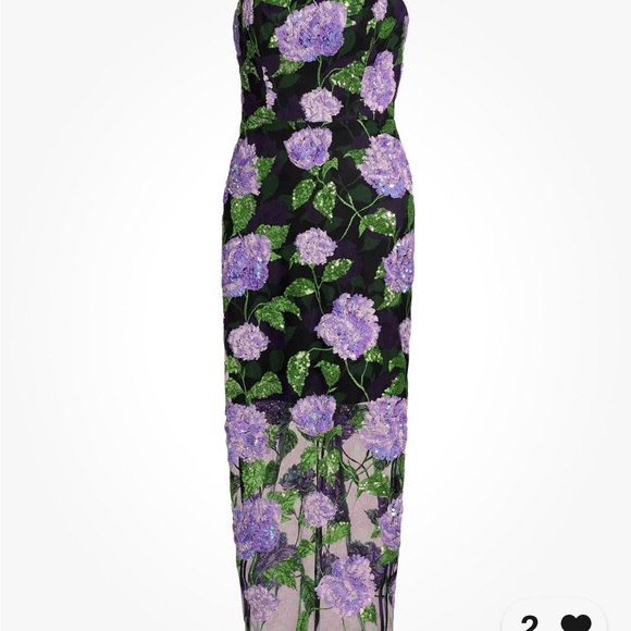 Milly Black and Purple sequin floral cocktail dress - Picture 4 of 6